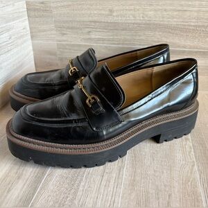 Sam Edelman Laurs Lug Sole Loafer Platform Black Leather